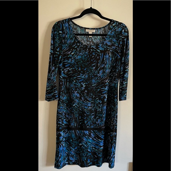 Dana Buchman Blue and Black Pattern Dress - Picture 3 of 9